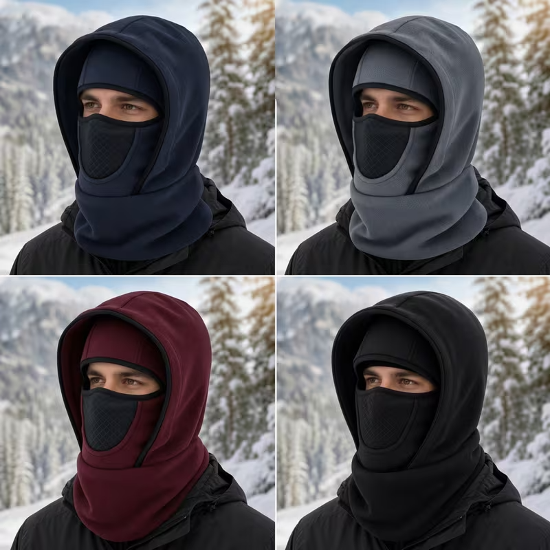 Unisex Thermal Winter Hat and Face Mask, Plush-Lined Full Face Cover for Outdoor Activities