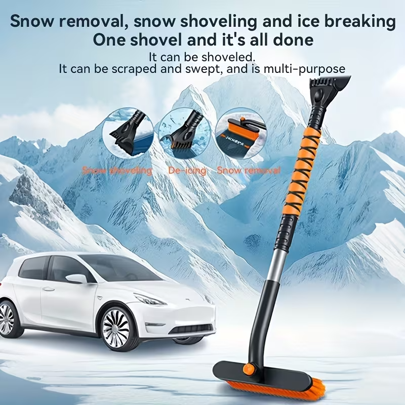 32-Inch 3-in-1 Snow Shovel, Telescopic Detachable Snow Brush & Ice Scraper for Cars