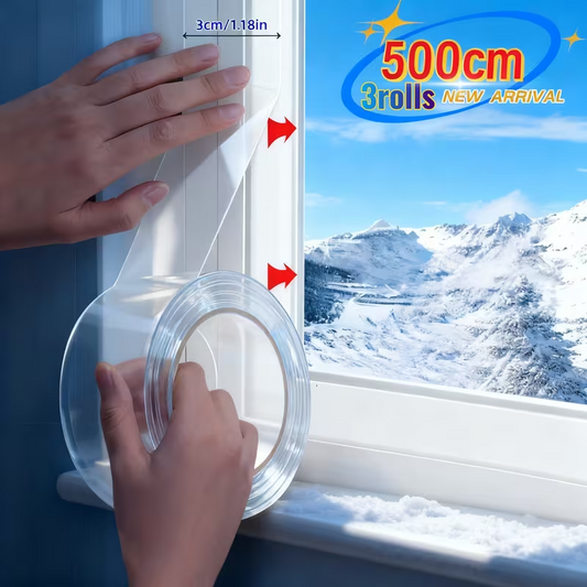 3-Roll Winter Draft Seal Tape, 1.18-Inch Wide Adhesive Window Insulation Strip, 500cm