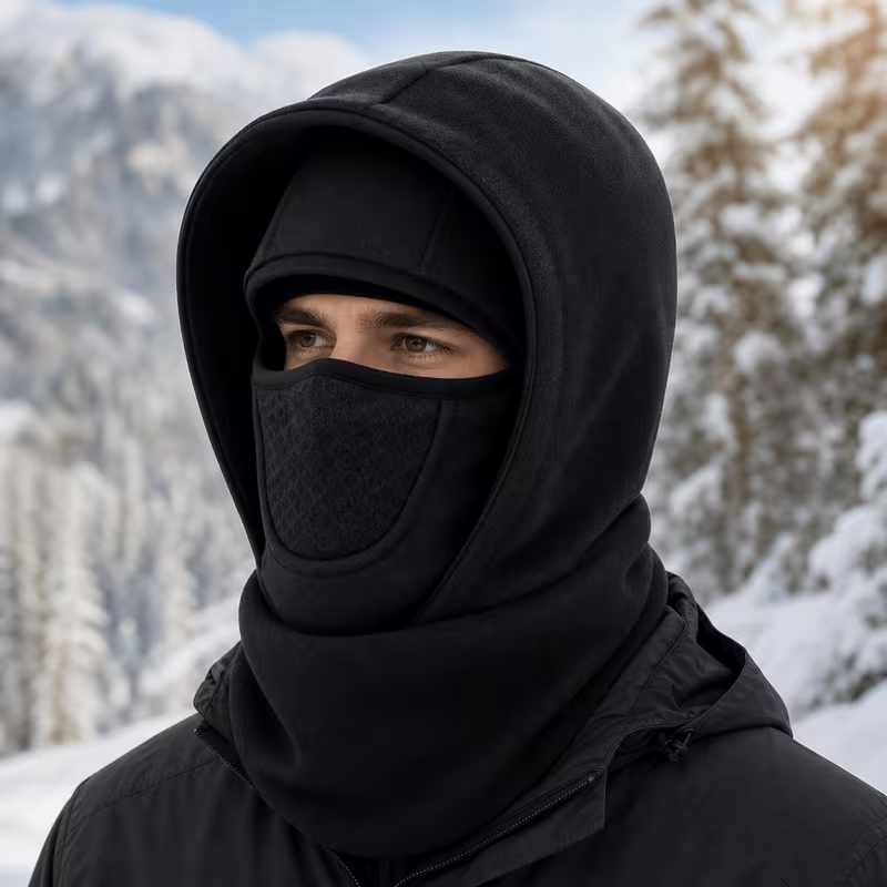 Unisex Thermal Winter Hat and Face Mask, Plush-Lined Full Face Cover for Outdoor Activities