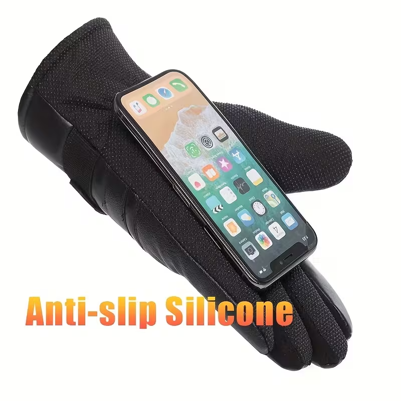 Men's Winter Gloves, Warm Fleece-Lined Windproof Touchscreen Gloves for Hiking, Fishing & Cycling