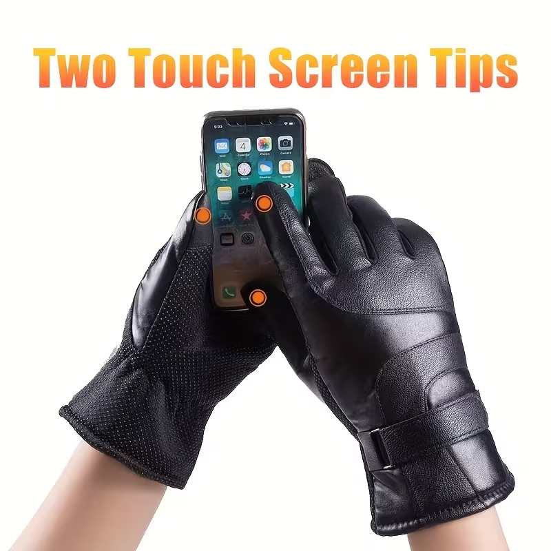 Men's Winter Gloves, Warm Fleece-Lined Windproof Touchscreen Gloves for Hiking, Fishing & Cycling