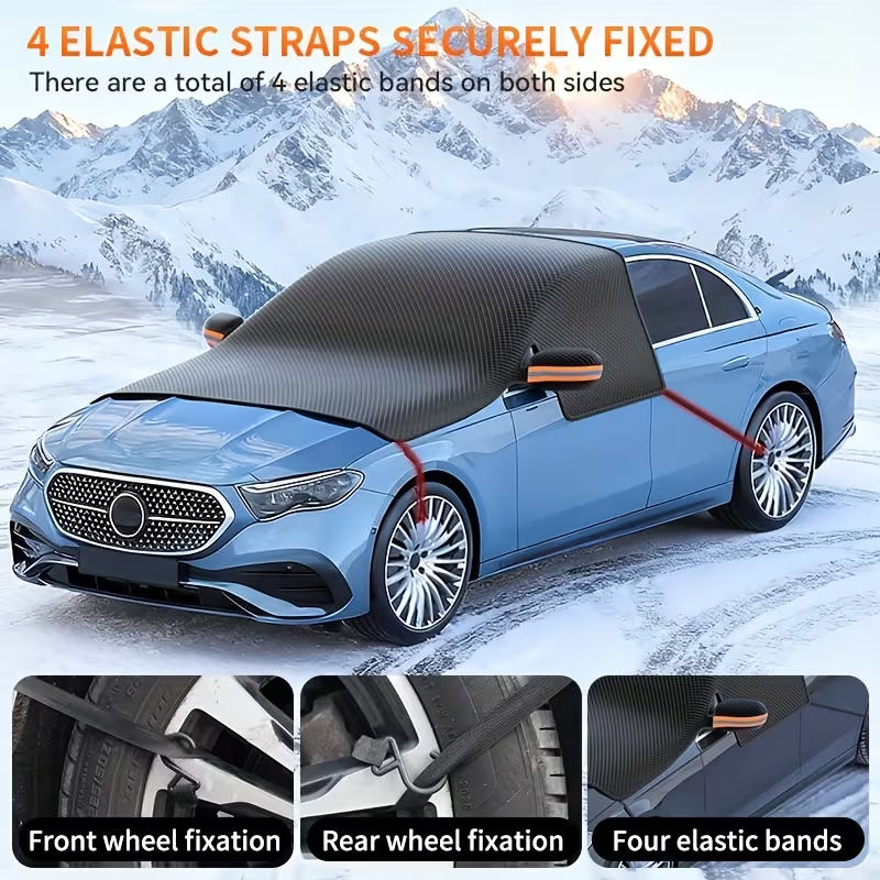 Car Windshield Snow & Sun Shade, Foldable Oxford Cloth Cover with 5 Magnets