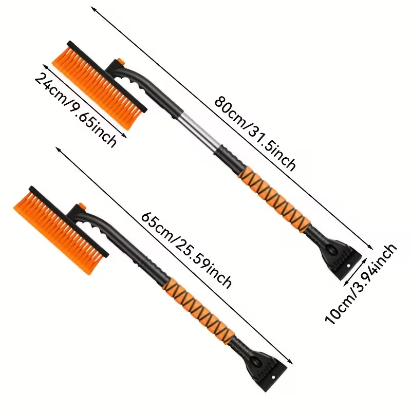 32-Inch 3-in-1 Snow Shovel, Telescopic Detachable Snow Brush & Ice Scraper for Cars