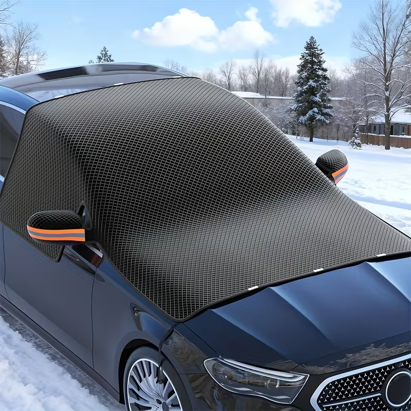 Car Windshield Snow & Sun Shade, Foldable Oxford Cloth Cover with 5 Magnets