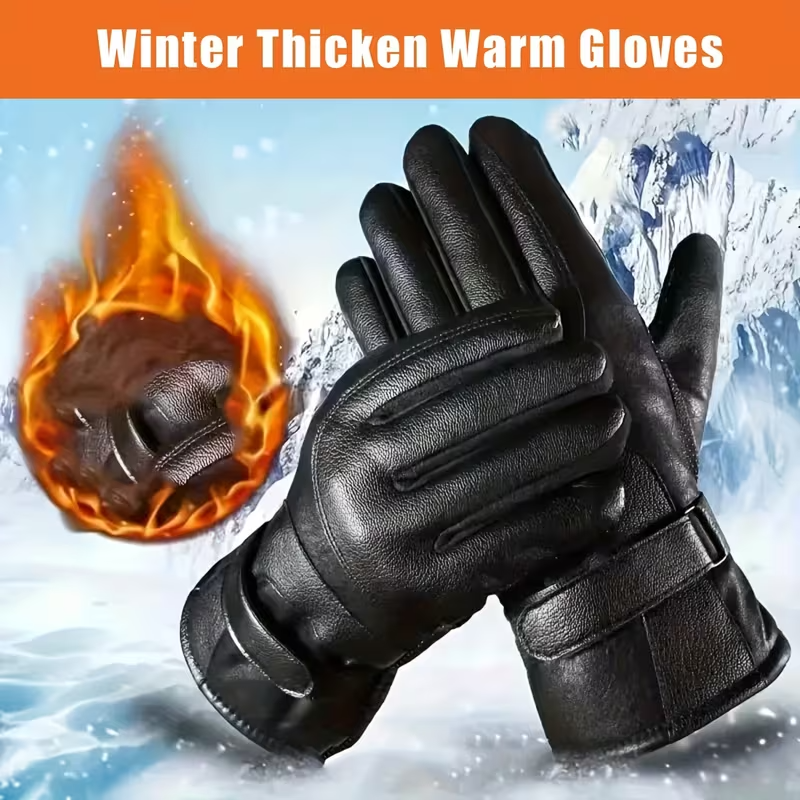 Men's Winter Gloves, Warm Fleece-Lined Windproof Touchscreen Gloves for Hiking, Fishing & Cycling