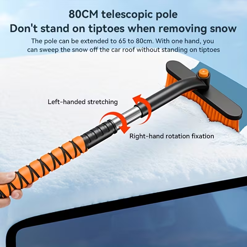 32-Inch 3-in-1 Snow Shovel, Telescopic Detachable Snow Brush & Ice Scraper for Cars