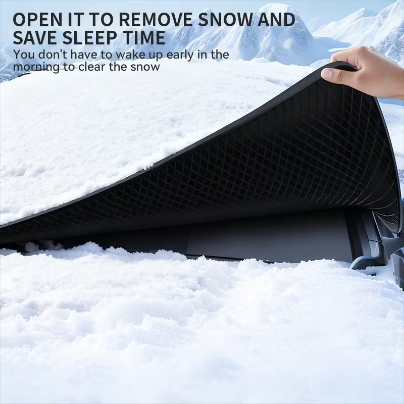 Car Windshield Snow & Sun Shade, Foldable Oxford Cloth Cover with 5 Magnets
